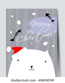 Pretty white cat. Simple vector drawing.