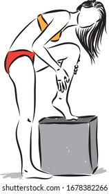 pretty woman in bikini posing vector illustration