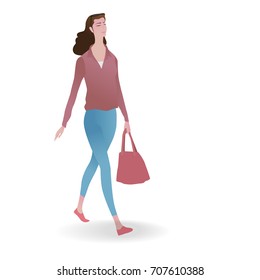 The pretty woman in creative flat vector character design. Vector illustration of a flat design. 