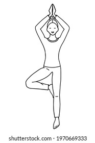 A pretty woman does yoga. Vector illustration.