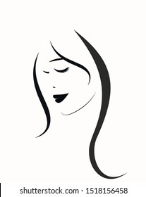 Pretty Woman face logo. Vector