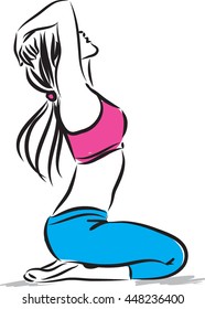 pretty woman fitness stretching illustration