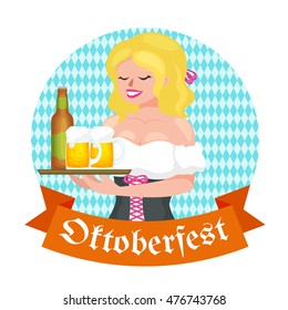 Pretty woman with a glass beer. Beer festival Oktoberfest