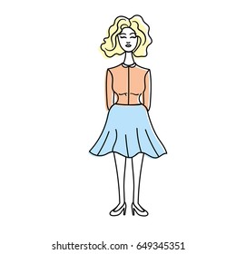 pretty woman with hairstyle and elegant wear