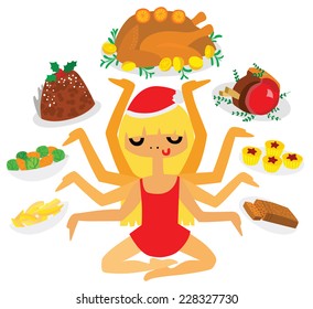 Pretty Woman Juggling a Massive Christmas Dinner