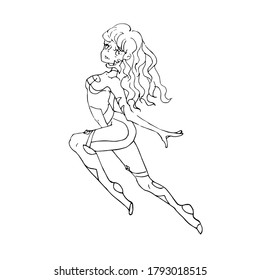 Pretty woman. Linear vector illustration.