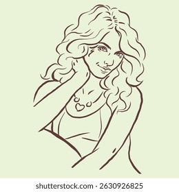 A pretty woman posing vector for illustration, card, decoration