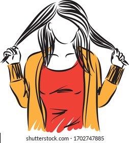 pretty woman pulling hair vector illustration