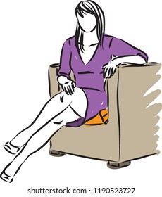 pretty woman sitting down vector illustration