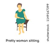 Pretty woman sitting vector isolated on white background for your web and mobile app design, Pretty woman sitting vector logo concept