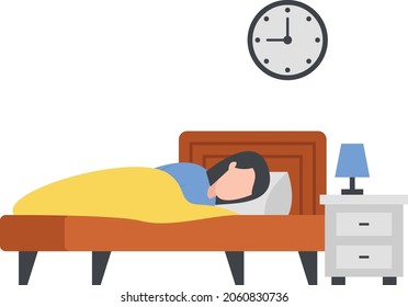 Pretty Woman Sleeping In Bed Concept, Full Night Sleep Vector Color Icon Design, Free time activities Symbol, Extracurricular activity Sign, hobbies interests Stock Illustration