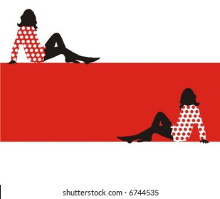 Pretty womans on red backgrounds