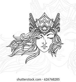 pretty woomen, valkyrie. logo design