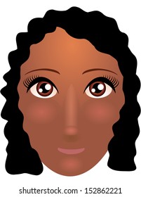 Pretty young african american woman with beautiful hair. Vector illustration 