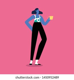 Pretty young fashion women with handwritten lettering 'You're amazing' isolated on the white background. Vector illustration. Beauty salon.