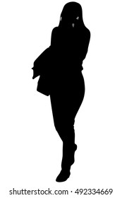 Pretty young female model walking 