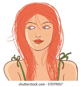 Pretty young girl in vector