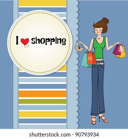 pretty young lady at shopping