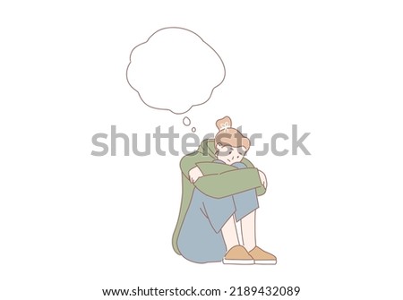 pretty young  thinking ideas with comic baloon on white background illustration cartoon vector