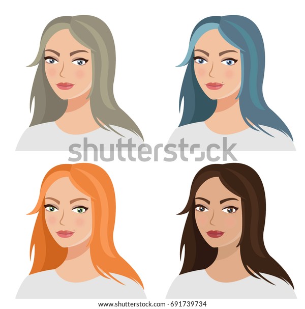 Pretty Young Woman Different Eye Hair Stock Vector Royalty Free