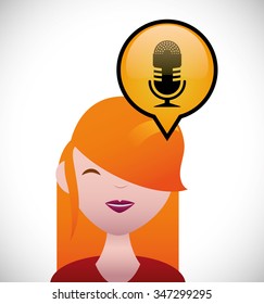 Pretty young woman with red hair graphic design, vector illustration