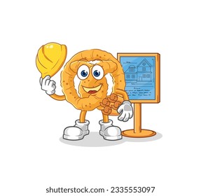 the pretzel Architect illustration. character vector