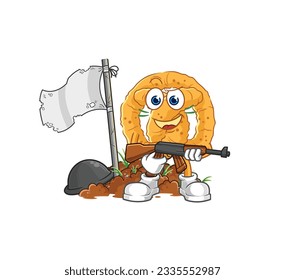 the pretzel army character. cartoon mascot vector