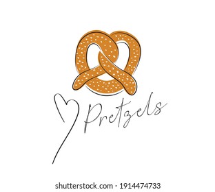 Pretzel art illustration vector for bakery
