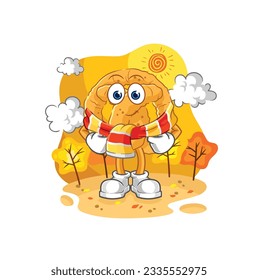 the pretzel in the autumn. cartoon mascot vector