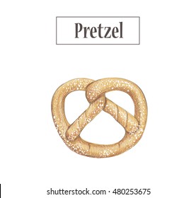  Pretzel. Bagel. Soft pretzel isolated salty snack fresh german tasty traditional food. 