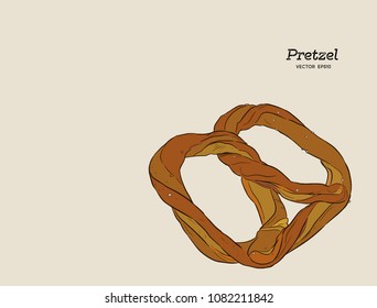 pretzel . bakery .hand draw sketch food  vector.