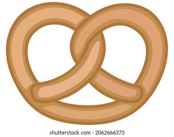 Pretzel - baking product - vector color illustration for logo or badge. Brezel is a snack made from pastry Traditional German meal a colored element for a pictogram or icon.