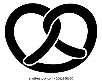 Pretzel - Backware - Vektorsilhouette kein symmetrisches Bild für ein Logo oder ein Zeichen. Brezel ist ein Imbiss aus Gebäck Traditionelles deutsches Feinkost für Piktogramme oder Symbole.