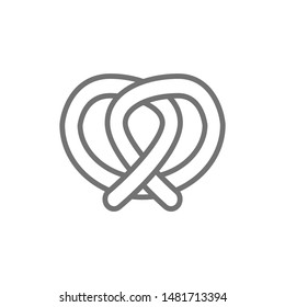 Pretzel, beer snack, fast food line icon.