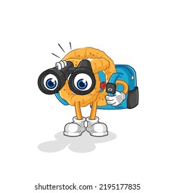 the pretzel with binoculars character. cartoon mascot vector