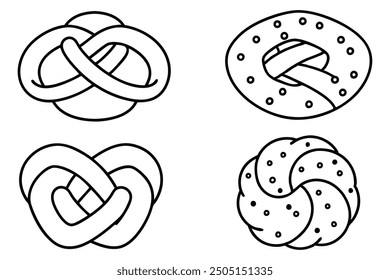 Pretzel Bites line art klassischer Snack mit kleinen Brezel Stücke und Geschmack