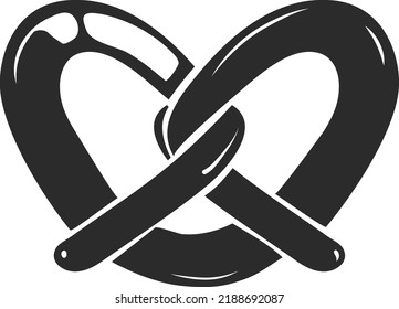 Pretzel black icon. Traditional baked bread symbol