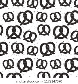 Pretzel black and white pattern. Design for Oktoberfest. Perfect design for posters, cards, textile, web pages.