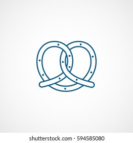 Pretzel Blue Line Icon On White Background 