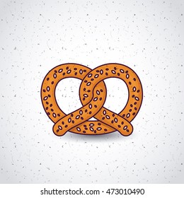 pretzel bread bakery food traditional icon. Colorful and Flat design. Vector illustration