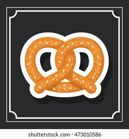 pretzel bread bakery food traditional icon. Colorful and Flat design. Vector illustration