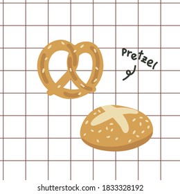 Pretzel Bread Clipart, Vector Illustration EPS 10.