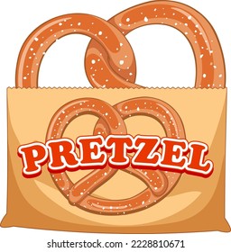 Pretzel bread in paper bag illustration
