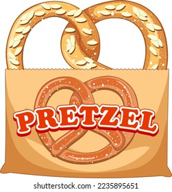 Pretzel bread in paper bag illustration