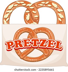 Pretzel bread in paper bag illustration