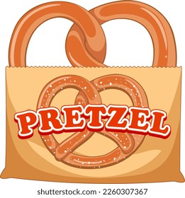 Pretzel bread in paper bag illustration