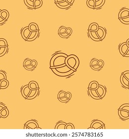 pretzel bread pattern. pretzel with line style for your background pattern. bread slice seamless pattern. seamless pattern of bread for your food packaging background