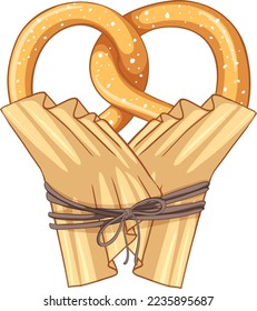 Pretzel bread snack isolated illustration