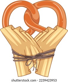 Pretzel bread snack isolated illustration