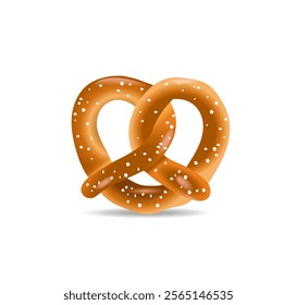 Pretzel (Brezel) baked pastry on white background. Vector realistic illustration